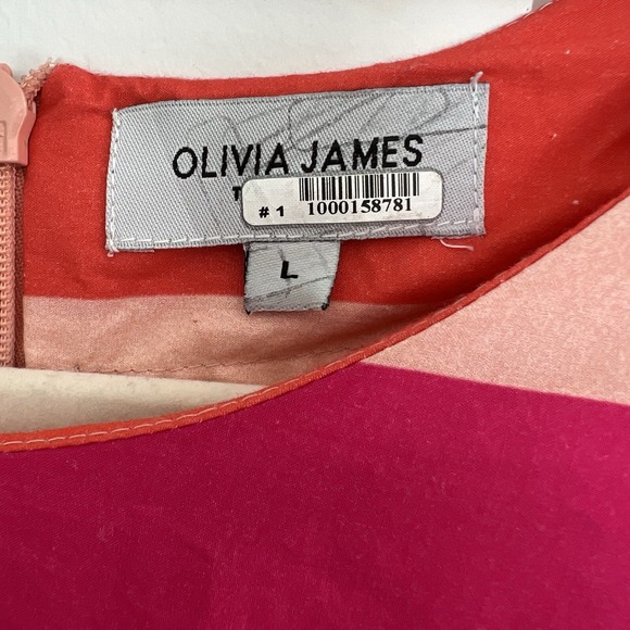 Olivia James The Label Bellini Stripe Louise Dress,Puff Sleeve,Preppy Sz L India - Picture 3 of 11